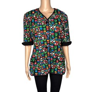 Liolà women short sleeve floral button up jacket blazer size 12